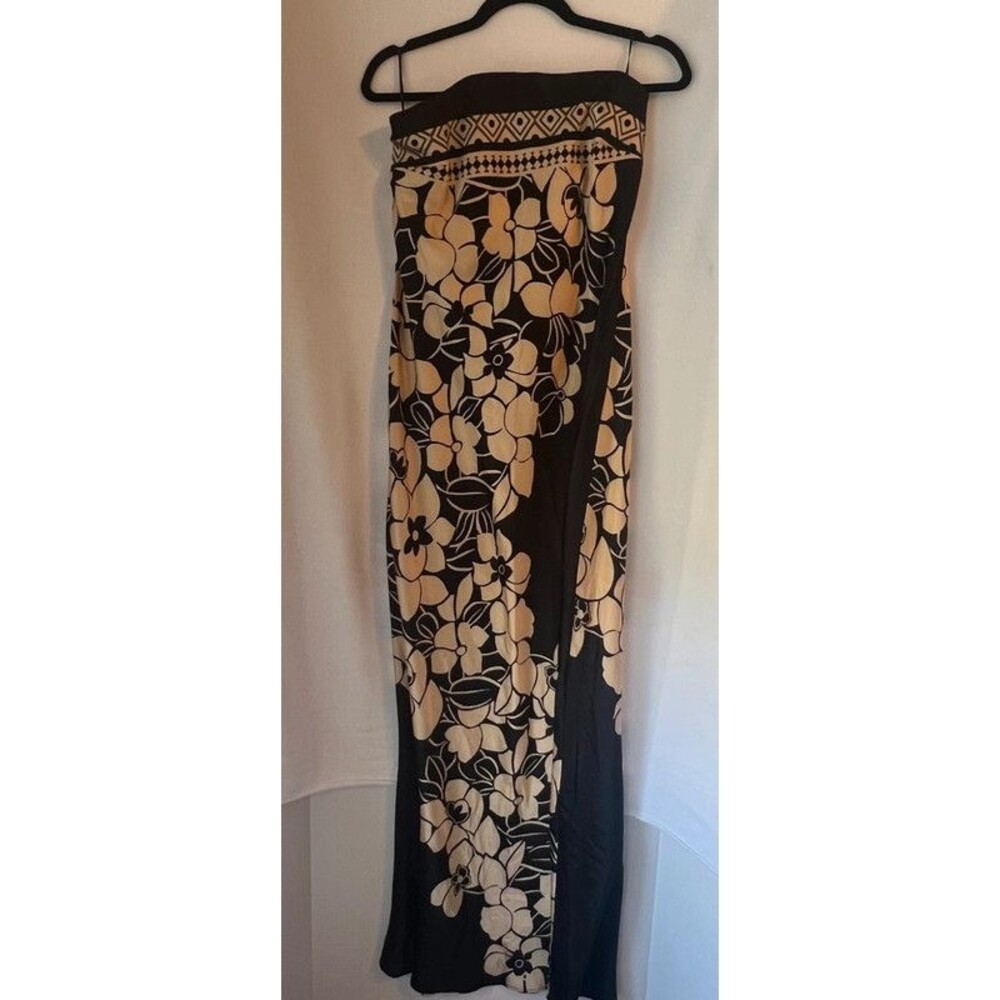 Anthropologie Black Cream Floral Print Maxi Dress Size XL